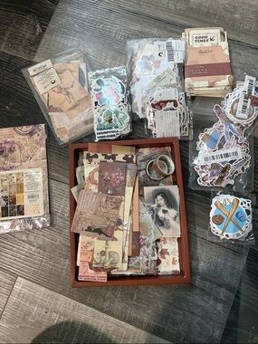 Mixed Vintage Ephemera & Sticker Pack with Washi Tape